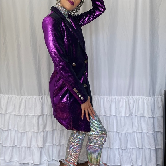 Retrofete Blazer Dress in Purple Sequins - Picture 2 of 2